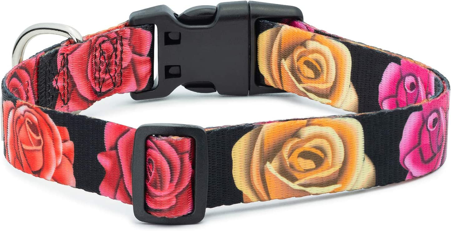 Floral Flower Dog Collar (Large, Rose)