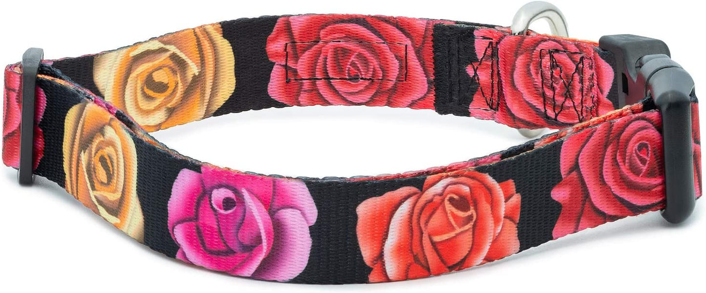 Floral Flower Dog Collar (Large, Rose)
